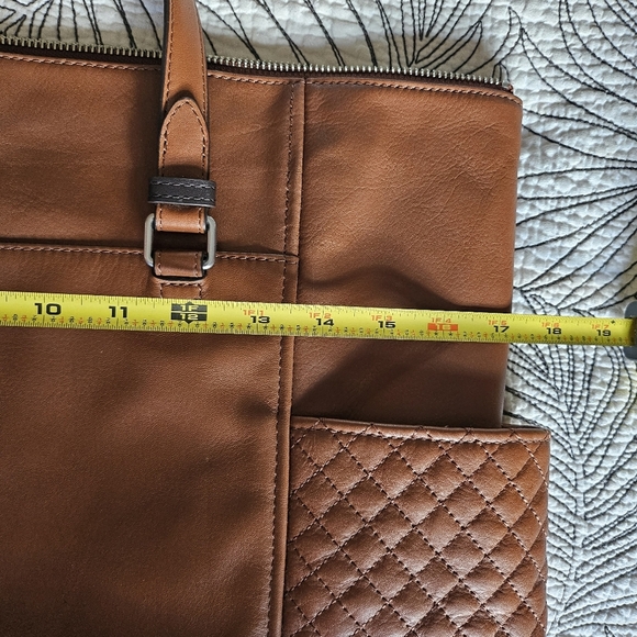 NWOT Vera Bradley Quilted Leather Tote Brown Camel - Picture 12 of 16